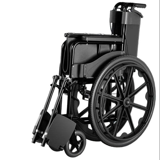 Lightweight Foldable Travel Wheelchair with Hand Brake and Commode Seat
