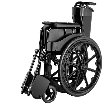 Lightweight Foldable Travel Wheelchair with Hand Brake and Commode Seat
