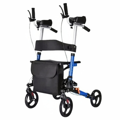 4 Wheels  Upright Walker Stand Up Folding Rollator Seat Padded Armrest