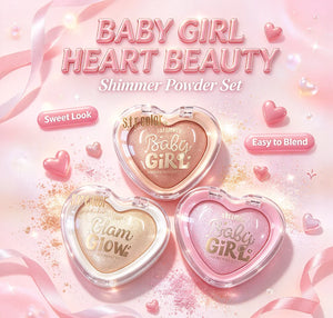Heart-Shaped Baked Highlighter, Shimmer Face Powder for a Radiant Glow