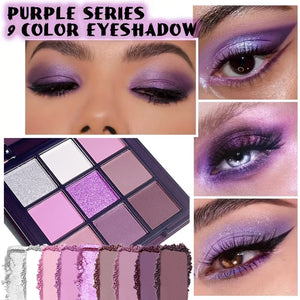 Purple-Toned Eyeshadow Palette, Matte & Glitter Shades, Highly Pigmented Waterproof Long-Lasting Eye Makeup