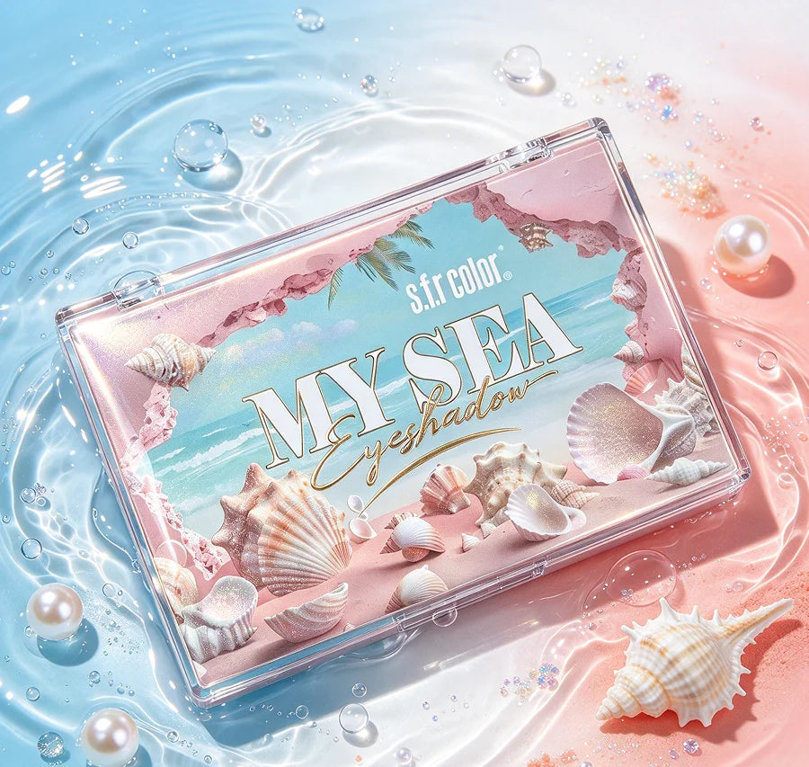 Ocean Seashell-Themed Eyeshadow Palette with Matte, Shimmer and Glitter Shades