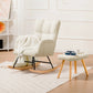 Teddy Fabric Nursery Rocking Chair with Side Pockets, High Back Upholstered Glider Chair for Living Room & Bedroom