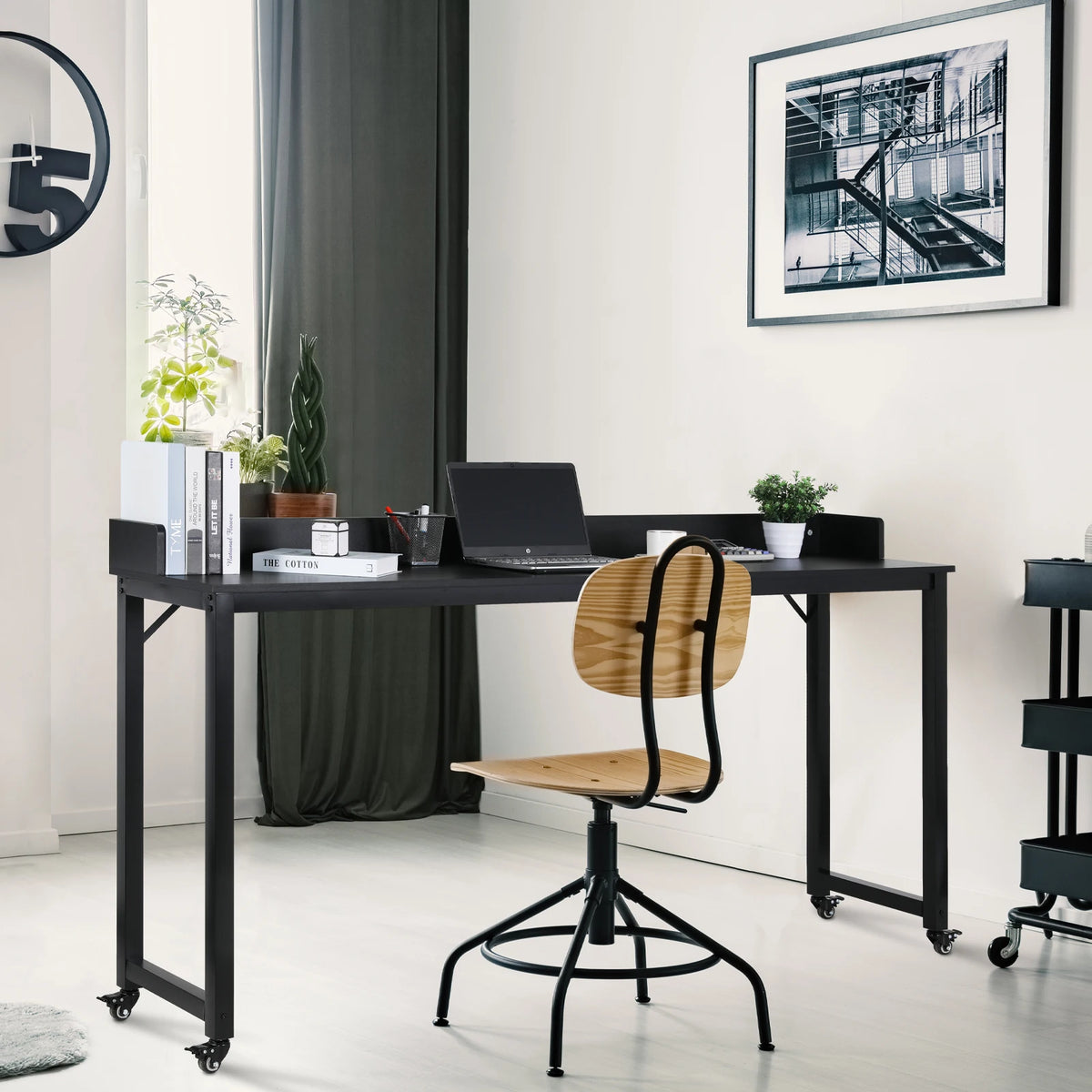 Queen/Full Size Overbed Table with Wheels, Mobile Rolling Laptop Computer Desk, Dining & Bar Table for Bedroom and Home