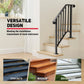 Adjustable Wrought Iron Stair Handrail for 2–3 Steps – Outdoor Step Railing with Installation Kit