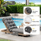Waterproof Outdoor Chaise Lounge Cushion with Storage Pocket & Ties, Replacement Patio Lounge Chair Pad, Grey, 1-Pack or 2-Pack