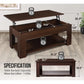 41" Lift Top Coffee Table with Hidden Storage Compartment & Rising Tabletop