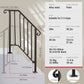 Adjustable Wrought Iron Stair Handrail for 2–3 Steps – Outdoor Step Railing with Installation Kit