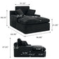Black Corduroy Modular L-Shaped Sectional Sofa with Chaise – Cloud Spring Couch with Removable Washable Cover, No Assembly Required