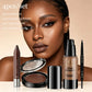 4-Piece Long-Lasting Makeup Set with Liquid Foundation, Eyebrow Pencil, Lipstick & Compact Powder