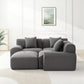 118-Inch Dark Grey Modular Sectional Sofa – Oversized Corduroy Deep Seat Couch with Wide Armrests & Throw Pillows