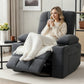 Chenille Swivel Rocker Recliner Chair with Massage & Heat – 8-Point Vibration Manual Recliner with Lumbar Heating & Storage Pockets
