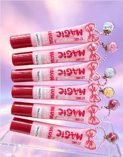 Multi-Use Liquid Blush for Cheeks, Lips and Eyes, Waterproof Natural Finish, Cute Pendant, 6 Shades