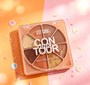 8-Color All-in-One Face and Eyeshadow Palette, Matte and Shimmer Blush, Contour and Bronzer Powder
