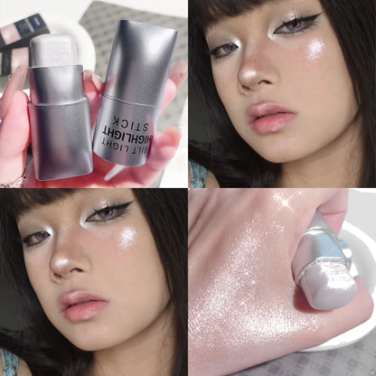 Shimmer Highlighter Stick, Blendable Waterproof Long-Lasting Face Makeup