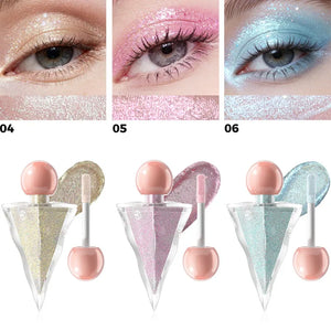 3-Color Glitter Liquid Eyeshadow Set, Shimmer Metallic Eye Makeup & Highlighter