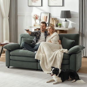 2-Seater Modular Chenille Sofa – Deep Seat Cloud Couch with High-Density Cushioning & 2 Throw Pillows for Living Room & Apartment