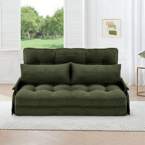 Foldable Floor Sofa Bed – Double-Size 5-Position Adjustable Corduroy Lounge Couch with Side Storage Pocket for Small Spaces