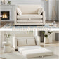 Beige 2-in-1 Loveseat Sleeper Sofa Bed – Pull-Out Fabric Couch with Solid Wood Frame, No Assembly for Small Spaces