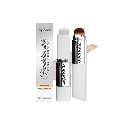 2-in-1 Color-Changing Foundation & Concealer Stick, Lightweight Long-Lasting Coverage, Portable Makeup Base
