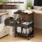 3-Tier Rolling Storage Cart with Wooden Tabletop, Metal Utility Organizer with Lockable Casters for Office, Bedroom & Dorm