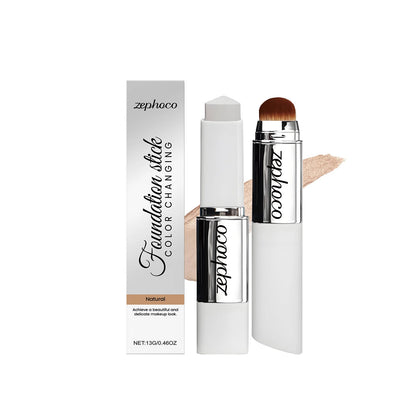 2-in-1 Color-Changing Foundation & Concealer Stick, Lightweight Long-Lasting Coverage, Portable Makeup Base