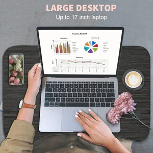 Portable Lap Desk Bed Table with Cup Holder & Tablet Slot, Laptop Tray with Carry Handle for Working, Writing & Eating