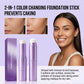 2-in-1 Color-Changing Foundation & Concealer Stick with Brush, Warm Skin Tone, Hydrating Matte Buildable Coverage