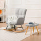 Teddy Fabric Nursery Rocking Chair with Side Pockets, High Back Upholstered Glider Chair for Living Room & Bedroom