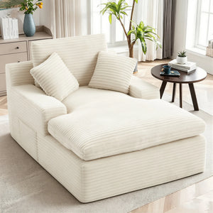 Corduroy Modular L-Shaped Cloud Sectional Sofa with Chaise – Spring Cushion Couch with Removable Washable Cover, No Assembly Required