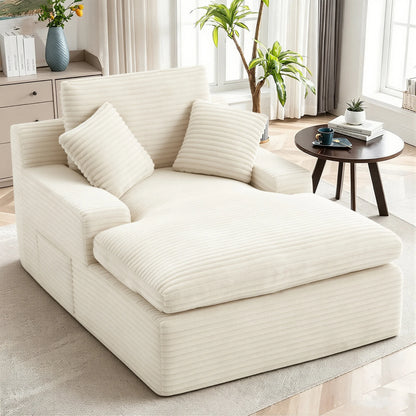 Corduroy Modular L-Shaped Cloud Sectional Sofa with Chaise – Spring Cushion Couch with Removable Washable Cover, No Assembly Required