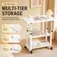 Adjustable Height Side Table with Wheels – 3-Tier Storage Rolling Laptop Cart, Mobile Bedside & Sofa Table for Home Office