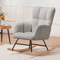Teddy Fabric Nursery Rocking Chair with Side Pockets, High Back Upholstered Glider Chair for Living Room & Bedroom