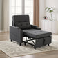 Single Pull-Out Sleeper Chair Sofa Bed – 5-Position Reclining Armchair with Cup Holder, USB Charging Port & Side Pocket
