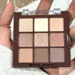 9-Color Chocolate Brown Matte Eyeshadow Palette, Waterproof & Sweatproof, Long-Lasting Pigmented Eye Makeup