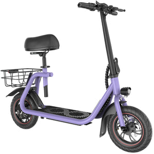 450W Electric Scooter with Seat for Adults, 15-Mile Range, 16 MPH, 12" Tires, Rear Basket, Adjustable Seat, UL2272 Certified