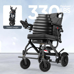 Lightweight Foldable Electric All-Terrain Wheelchair with 400W Motor, 330 lbs Capacity