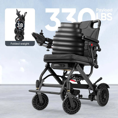 Lightweight Foldable Electric All-Terrain Wheelchair with 400W Motor, 330 lbs Capacity