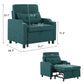 Single Pull-Out Sleeper Chair Sofa Bed – 5-Position Reclining Armchair with Cup Holder, USB Charging Port & Side Pocket