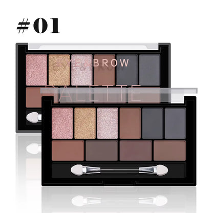 10-Color Earth Tone Eyeshadow Palette, Matte & Pearlescent Shimmer, Highly Pigmented Long-Lasting & Fallout-Resistant