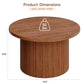 31.5" Round Walnut Coffee Table with Tambour Drum Design, Mid-Century Modern Wood Center Table