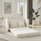 Beige 2-in-1 Loveseat Sleeper Sofa Bed – Pull-Out Fabric Couch with Solid Wood Frame, No Assembly for Small Spaces