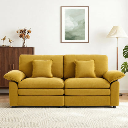 2-Seater Modular Chenille Sofa – Deep Seat Cloud Couch with High-Density Cushioning & 2 Throw Pillows for Living Room & Apartment