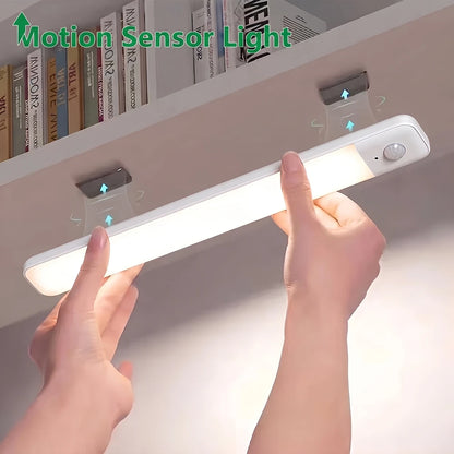 Wireless LED Motion Sensor Night Light, USB-C Rechargeable Cabinet Lamp for Kitchen, Wardrobe, Closet & Stairs