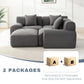 118-Inch Dark Grey Modular Sectional Sofa – Oversized Corduroy Deep Seat Couch with Wide Armrests & Throw Pillows