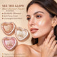 Heart-Shaped Baked Highlighter, Shimmer Face Powder for a Radiant Glow