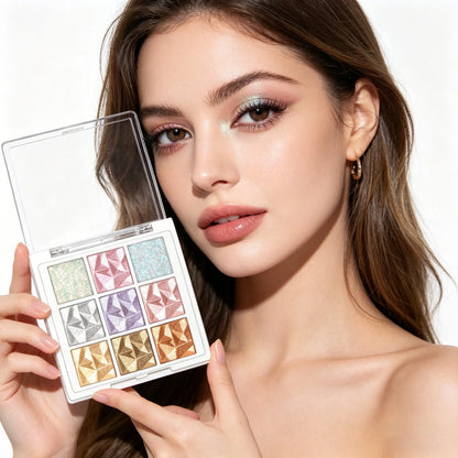 9-Color Eyeshadow Palette, Matte, Shimmer & Glitter Finishes, Highly Pigmented Eye Makeup