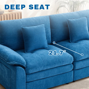 2-Seater Modular Chenille Sofa – Deep Seat Cloud Couch with High-Density Cushioning & 2 Throw Pillows for Living Room & Apartment
