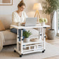 Adjustable Height Side Table with Wheels – 3-Tier Storage Rolling Laptop Cart, Mobile Bedside & Sofa Table for Home Office