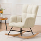 Teddy Fabric Nursery Rocking Chair with Side Pockets, High Back Upholstered Glider Chair for Living Room & Bedroom
